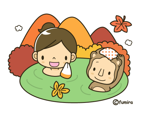 温泉のイラスト（カラー））