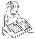 手をあげる生徒(ぬりえ)