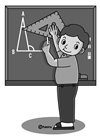 算数の先生イラスト(モノクロ)