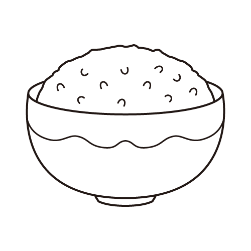 ごはん(カラー・モノクロ・ぬりえ）