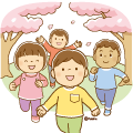 桜の下を走る子どもたちのイラスト(ソフト) 桜の下を走る子どもたちのイラスト(ソフト)