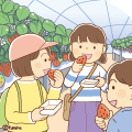 いちご狩りを楽しむ子どもたちのイラスト(ソフト) いちご狩りを楽しむ子どもたちのイラスト(ソフト)