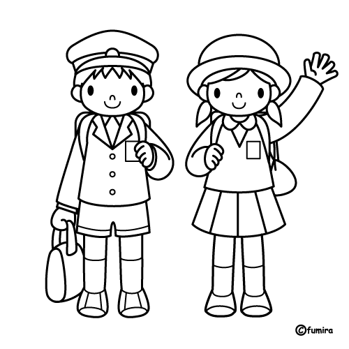 小学校・入学式(ぬりえ)