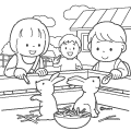 子供向けの牧場でうさぎと触れ合う子どもたちのイラスト(ぬりえ) 子供向けの牧場でうさぎと触れ合う子どもたちのイラスト(ぬりえ)