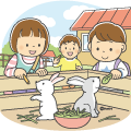 子供向けの牧場でうさぎと触れ合う子どもたちのイラスト(カラー) 子供向けの牧場でうさぎと触れ合う子どもたちのイラスト(カラー)