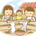 子供向けの牧場でうさぎと触れ合う子どもたちのイラスト(ソフト) 子供向けの牧場でうさぎと触れ合う子どもたちのイラスト(ソフト)