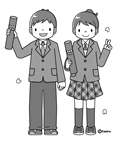 卒業式・小学生(モノクロ)
