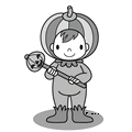 かぼちゃの仮装(モノクロ)