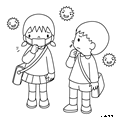 子供の風邪(ぬりえ)