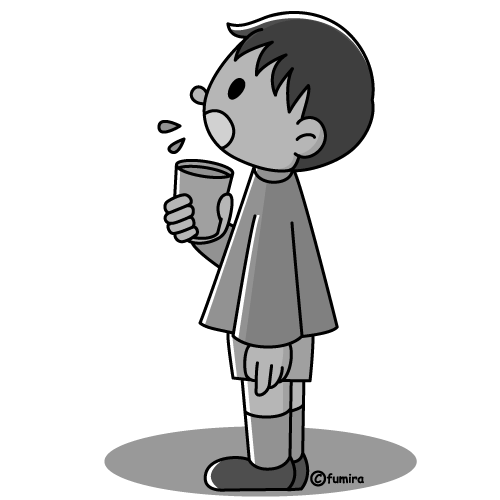 うがい（モノクロ）