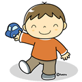 車のおもちゃと男の子のイラスト(カラー)