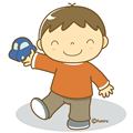車のおもちゃと男の子のイラスト(ソフト)