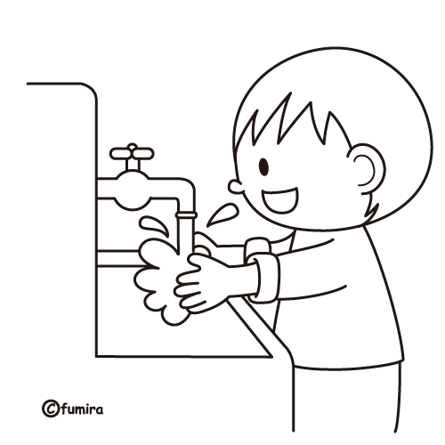 風邪の予防・手洗いのイラスト（ソフト）