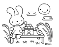お月見うさぎ(ぬりえ)