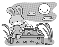 お月見うさぎ(モノクロ)
