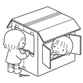 ダンボールのおうち(ぬりえ)