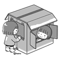 ダンボールのおうち(モノクロ)