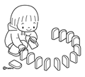 ドミノたおし(ぬりえ)