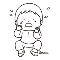 泣く男の子のイラスト(ぬりえ)