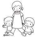 先生と園児お散歩(ぬりえ)