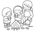 焚き火・焼き芋(ぬりえ)