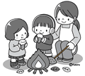 焚き火・焼き芋(モノクロ)
