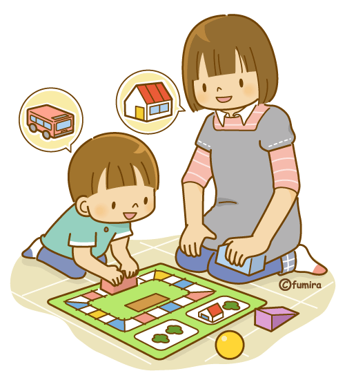 子供と遊ぶ保育士さん（ソフト）

