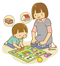 保育士さんと遊ぶ子供(ソフト)