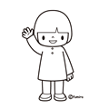 手をあげる女の子(ぬりえ)