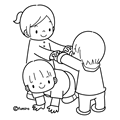 園児と遊び(ぬりえ)