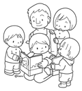 男性保育士さんの読み聞かせ(ぬりえ)