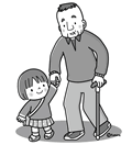 おじいちゃんと子ども(モノクロ)