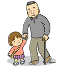 おじいちゃんと子ども(カラー)