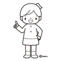 指差す女の子(ぬりえ)