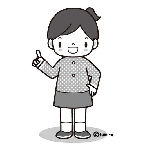 ゆびさす女の子（モノクロ）

