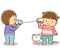 糸電話ではなす子供