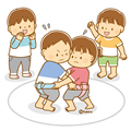 相撲を取るこどもたち