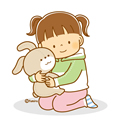 ぬいぐるみをだっこするこども