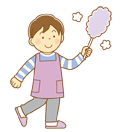はたきでほこりをはらう男の子のイラスト(ソフト) はたきでほこりをはらう男の子のイラスト(ソフト)