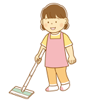 床にお掃除ワイパーをかける女の子のイラスト(ソフト) 床にお掃除ワイパーをかける女の子のイラスト(ソフト)