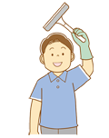 浴室水切りワイパー スクイジーをかける男性のイラスト(ソフト) 浴室水切りワイパー スクイジーをかける男性のイラスト(ソフト)