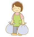 ゴミを出す女の子のイラスト(ソフト) ゴミを出す女の子のイラスト(ソフト)