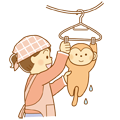 ぬいぐるみを洗って干す子どものイラスト(ソフト) ぬいぐるみを洗って干す子どものイラスト(ソフト)
