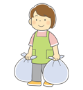 ゴミを出す女の子のイラスト(モノクロ) ゴミを出す女の子のイラスト(モノクロ)