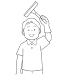 浴室水切りワイパー スクイジーをかける男性のイラスト(ぬりえ) 浴室水切りワイパー スクイジーをかける男性のイラスト(ぬりえ)