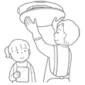 蛍光灯のかさを外して掃除をする親子のイラスト(ぬりえ) 蛍光灯のかさを外して掃除をする親子のイラスト(ぬりえ)