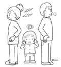 夫婦喧嘩と子供(ぬりえ)