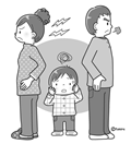 夫婦喧嘩と子供(モノクロ)
