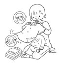 ママと遊ぶこども・いないいないばあ(ぬりえ)