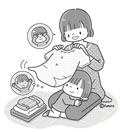 ママと遊ぶこども・いないいないばあ(モノクロ)